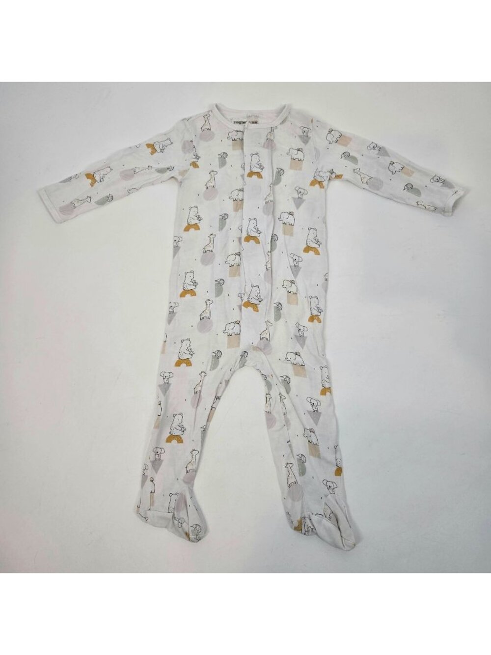 Magnetic Me White Modal Magnetic Footie Pajamas Wild Animals Infant Size 3-6 M